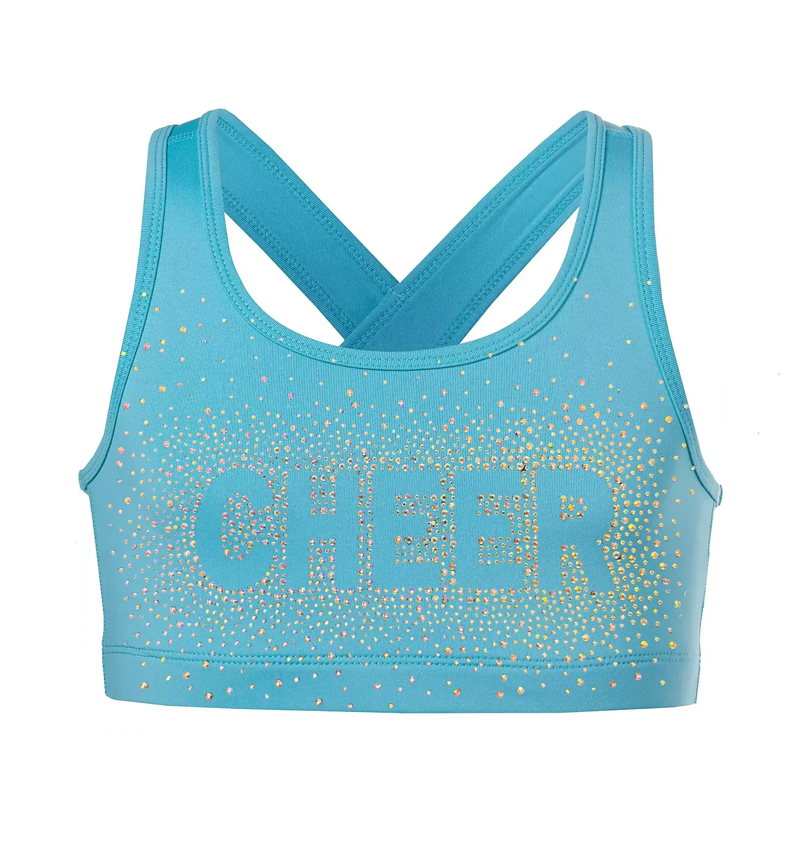 Girls' Sports Bra with Cheer in Rhinestones Burst/Scattered Design!, Cheer  Bows